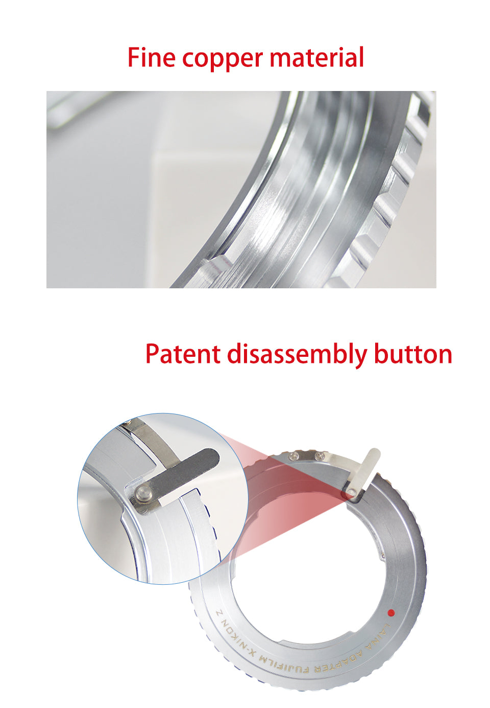 Laina Copper Adapter For Fujifilm FX XF Manual Lens To Nikon Z ZF Mount Mirrorless Cameras