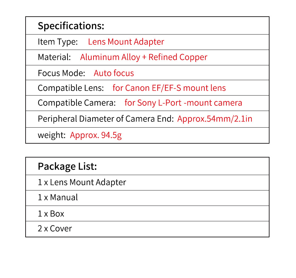 Canon EF EOS to Leica T LT Shima FP Panasonic L-port focusing ring