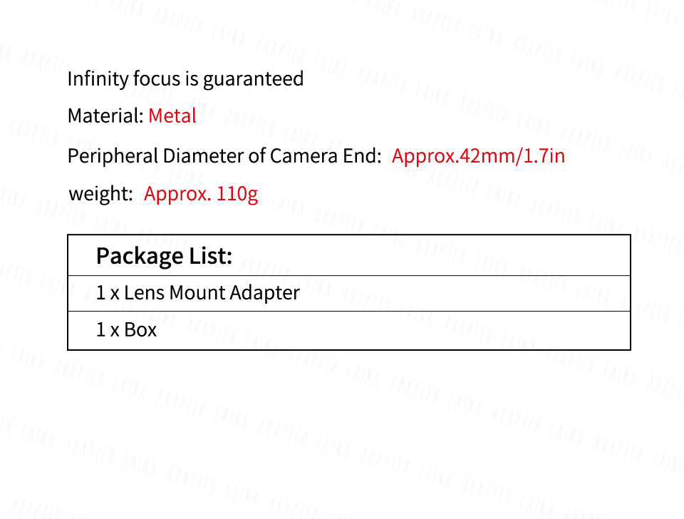 Laina M42 to T adapter ring, manual lens to Leica LT SL micro single adapter ring