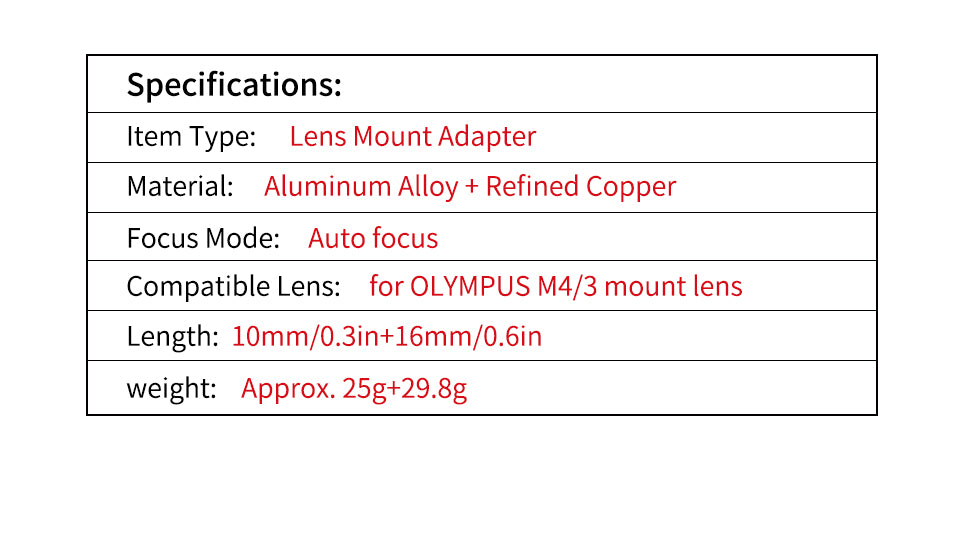 M4/3 lens M43 close-up contact ring Olympus Panasonic macro adapter ring