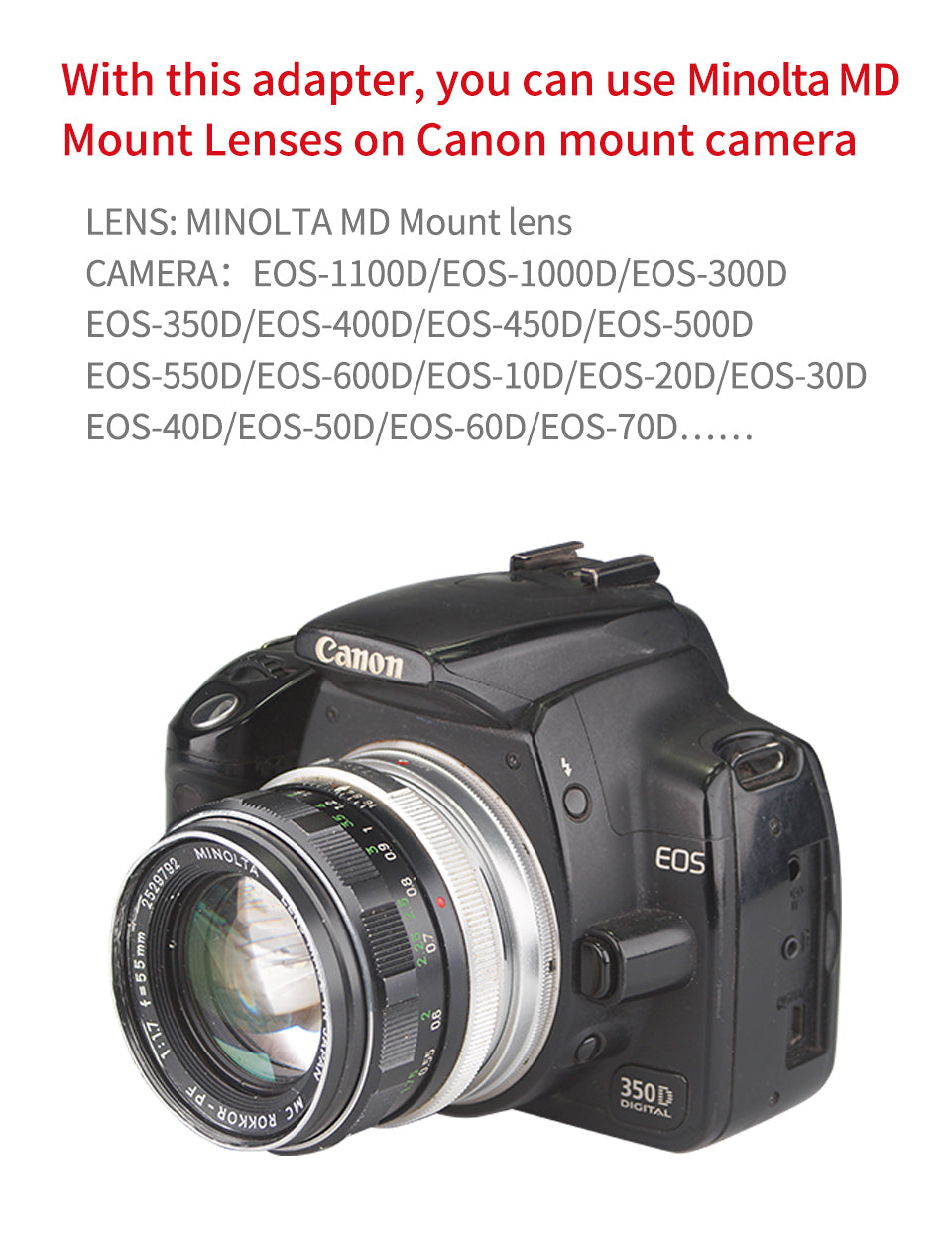MINOLTA MD MC to Canon EOS EF BMCC