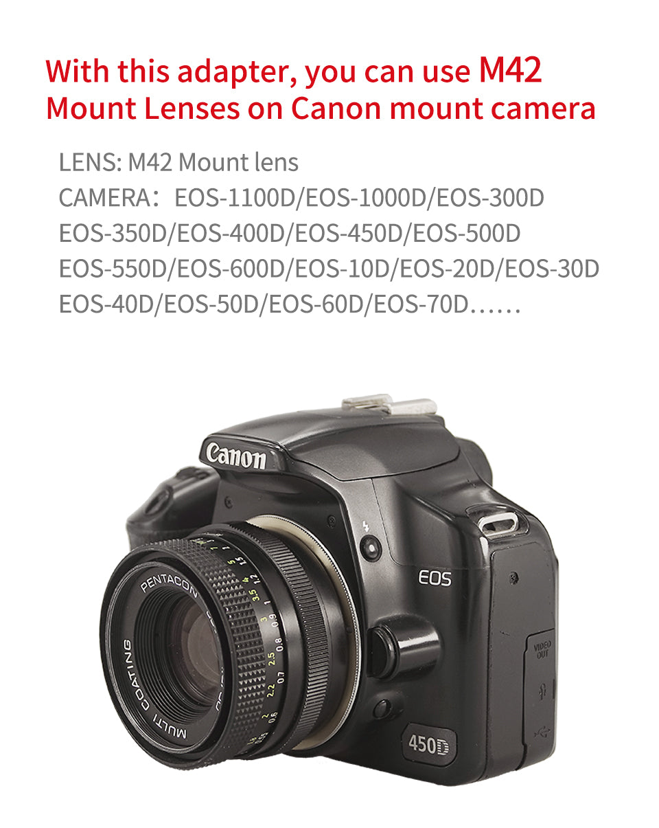 M42 lens to Canon EOS SLR adapter ring