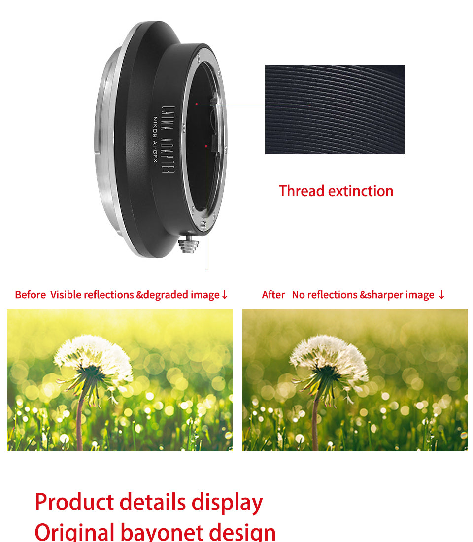 Laina is suitable for Nikon AI F-mount lens to GFX camera adapter ring