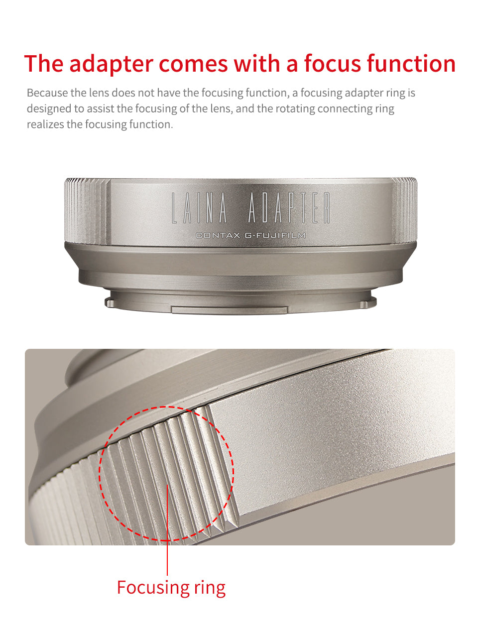 Laina is suitable for exporting Contax G35 G90 G45 G lens to Fuji FX XF camera