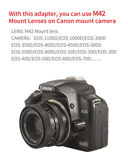 M42 lens to Canon EOS SLR adapter ring